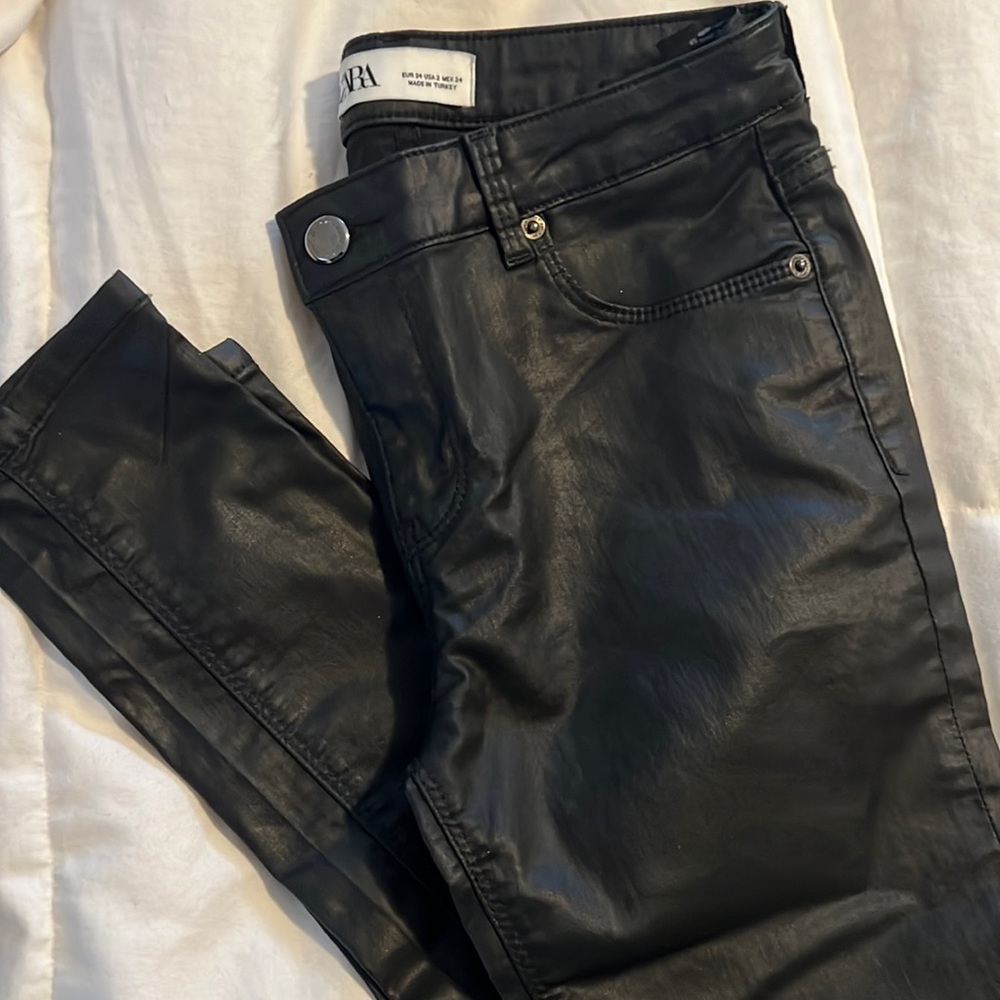 Zara Black coated jeans